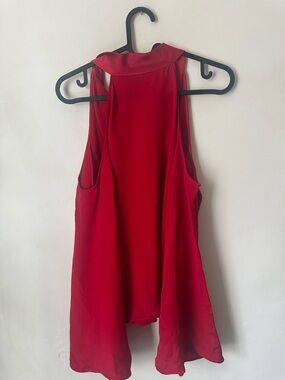 Ramy Brook Red Silk Cold Shoulder Top Size M